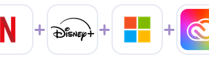 Netflix plus Disney+ plus Microsoft 365 plus Adobe